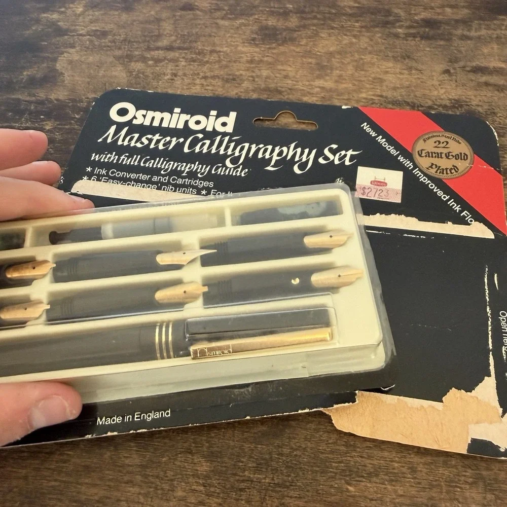 Vintage Osmiroid Master Calligraphy Set 22k Gold Plate 6 Easy Change Nibs READ